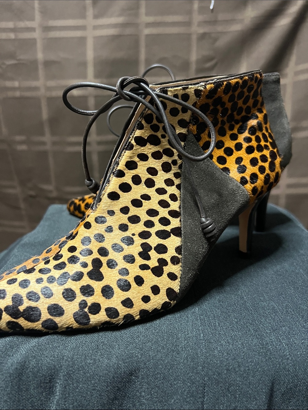Ulla Johnson Mia Leopard Calf Hair Patchwork Booties Boots 39